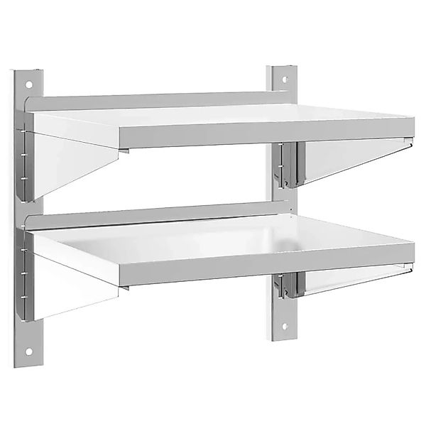 vidaXL Wandregal mit 2 Böden 50x40x48 cm Silbern Edelstahl 30315 günstig online kaufen