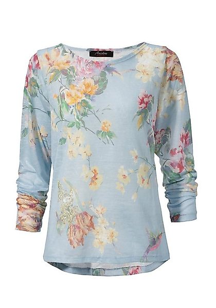 Aniston CASUAL Langarmshirt mit großflächigem Blumendruck und Vögeln günstig online kaufen