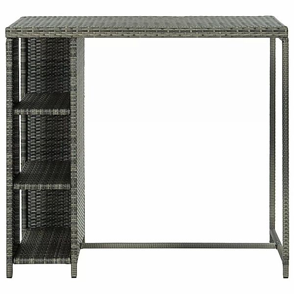 Bartisch Mit Regal Grau 120x60x110 Cm Poly Rattan günstig online kaufen