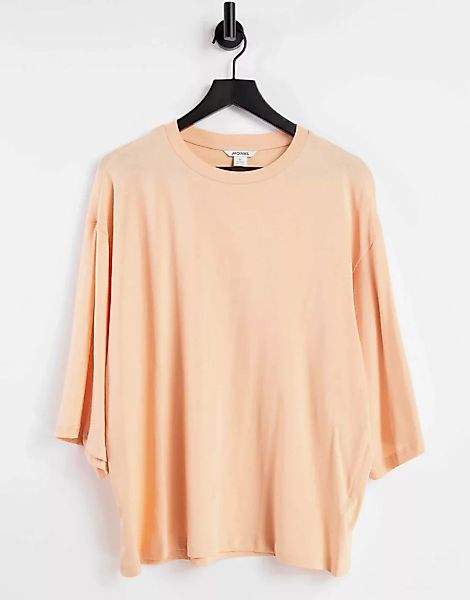 Monki – Billa – Oversize-T-Shirt aus Bio-Baumwolle in Pfirsich-Orange günstig online kaufen
