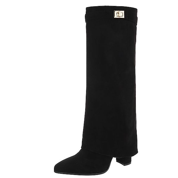 Ital-Design Elegante kniehohe Stiefelette mit Blockabsatz günstig online kaufen
