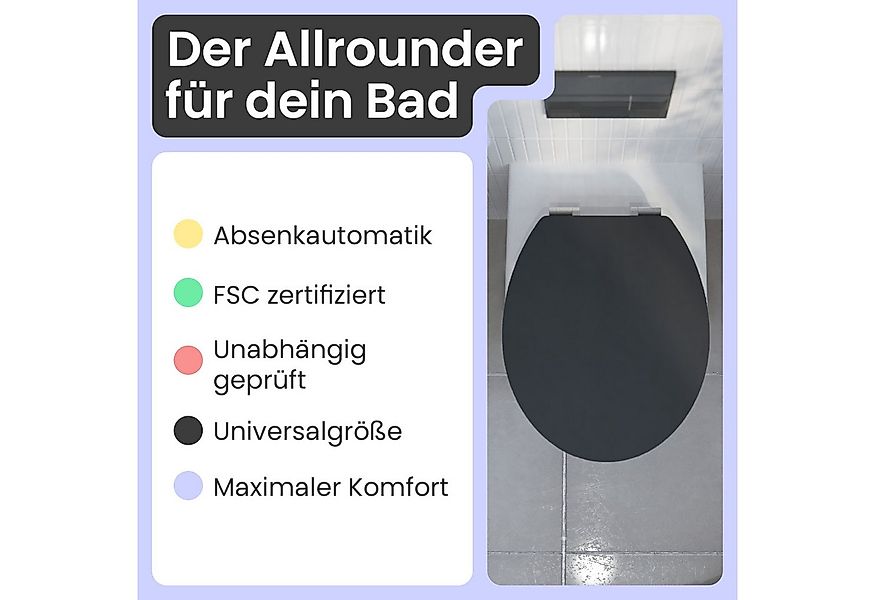 instmaier WC-Sitz Gaia Holz Toilettendeckel, schwarz matt, mit doppelter Ab günstig online kaufen