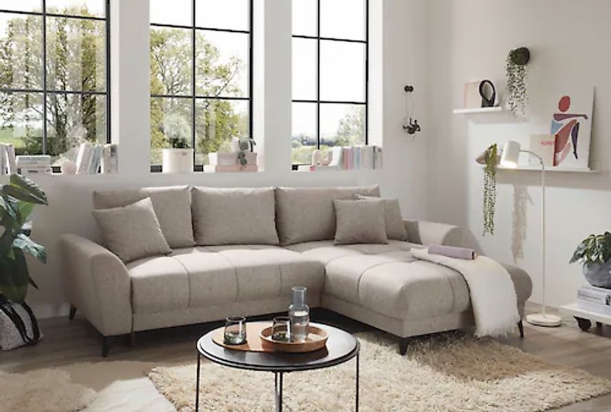 ED EXCITING DESIGN Ecksofa »Bern L-Form«, mit Bettfunktion, Bettkasten & 3 günstig online kaufen