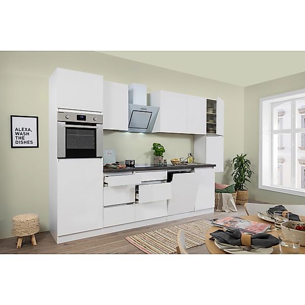 Respekta Küchenzeile GLRP330HWWM Grifflos 330 cm Weiß matt günstig online kaufen