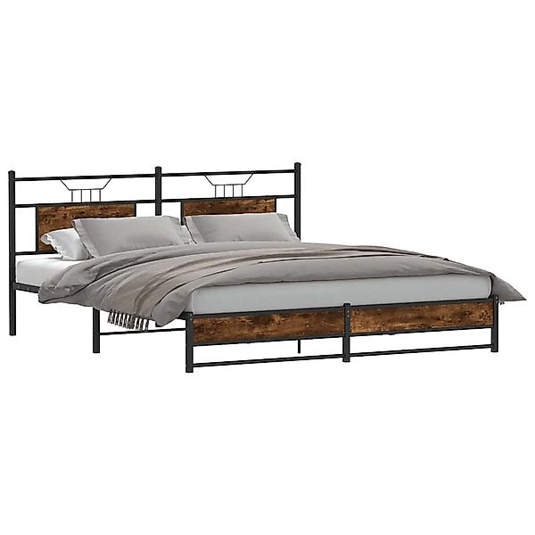 vidaXL Bett Metallbett ohne Matratze Räuchereiche günstig online kaufen