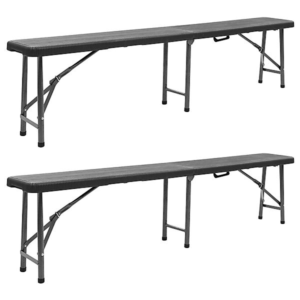 furnicato Klappbare Gartenbänke 2 Stk. 180 cm HDPE Schwarz günstig online kaufen