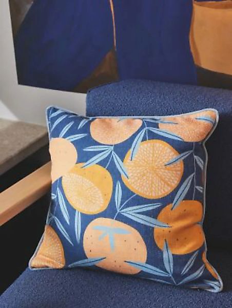 TOM TAILOR Home Bedruckte Kissenhülle im Orangenmotiv Dekokissen dunkelblau günstig online kaufen