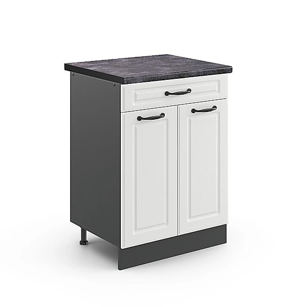 Vicco Küchenunterschrank R-Line Weiß Landhaus/Anthrazit 80 cm AP Anthrazit günstig online kaufen