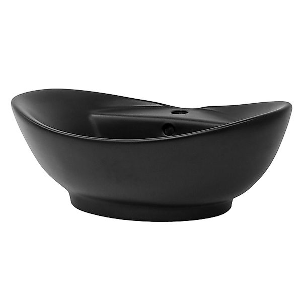LuxeBath Waschbecken Schwarz Matt 59x39,5x20,5 cm mit Ablaufgarnitur günstig online kaufen