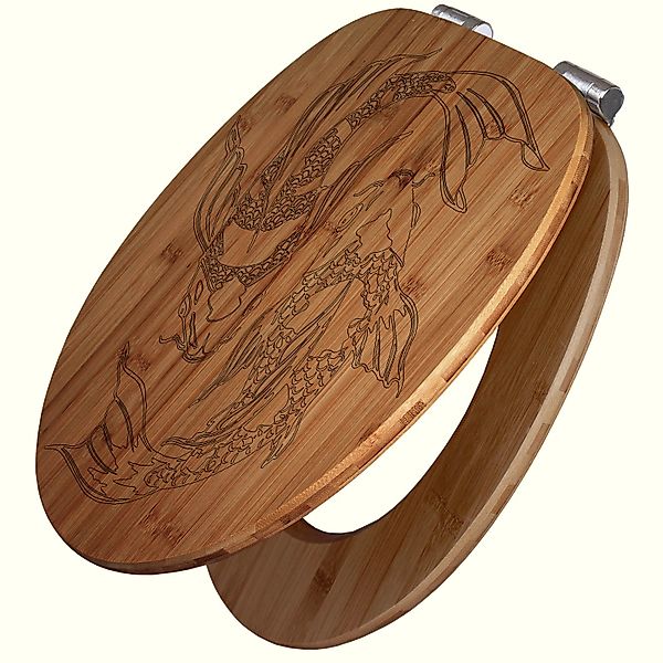 Banjado WC Sitz Bambus Holz Mit Gravur Toilettendeckel Mit Absenkautomatik günstig online kaufen
