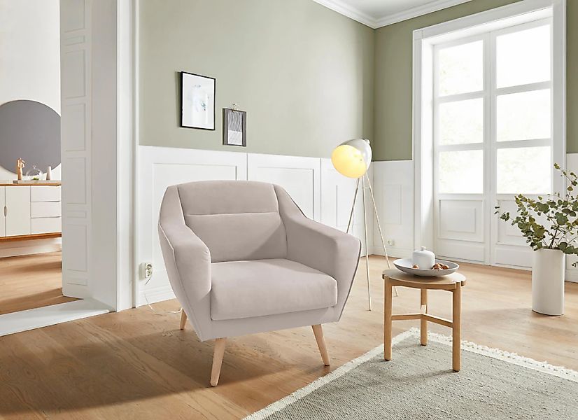 OTTO home Sessel "Bille" mit Naht im Rückenkissen und Eiche-Beinen, Design günstig online kaufen