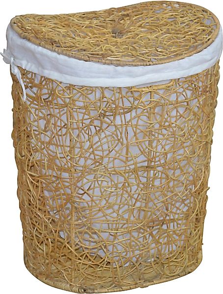 Home affaire Wäschekorb, Rattan-Geflecht, mit Stoffeinsatz und Deckel, Höhe günstig online kaufen