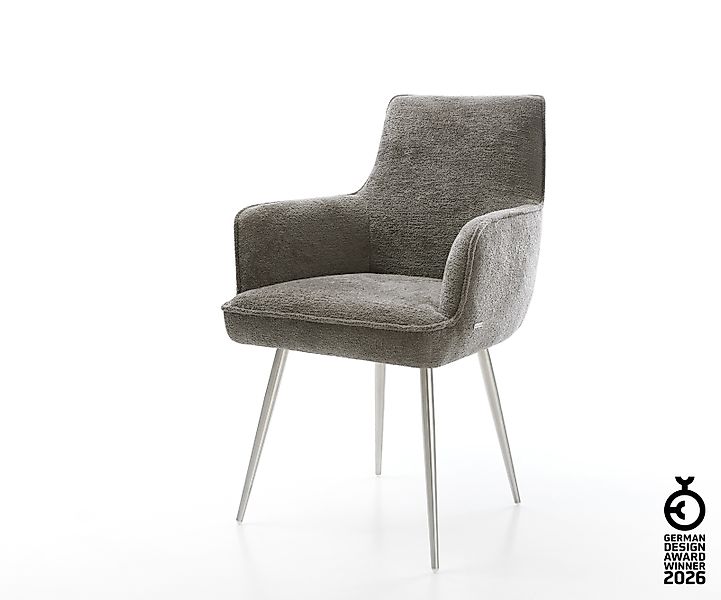 Esszimmerstuhl Heira-Flex mit Armlehnen Bouclé Soft Schlamm 4-Fuß konisch E günstig online kaufen