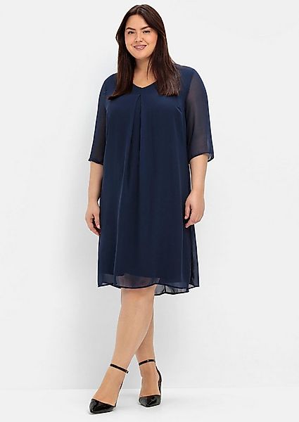 Sheego Etuikleid Cocktailkleid 3/4-Arm im Layerlook, aus Chiffon und Viskos günstig online kaufen
