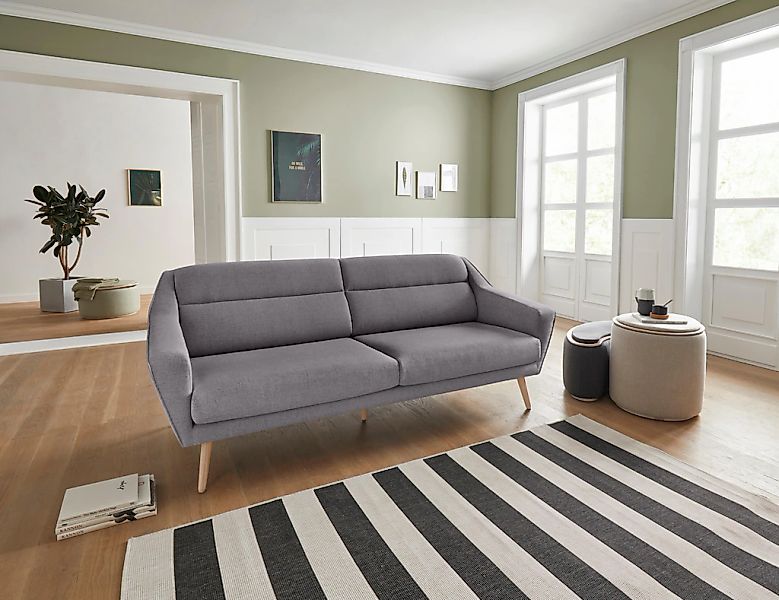 OTTO home 3-Sitzer "Bille" mit Naht im Rückenkissen und Eiche-Beinen, Desig günstig online kaufen