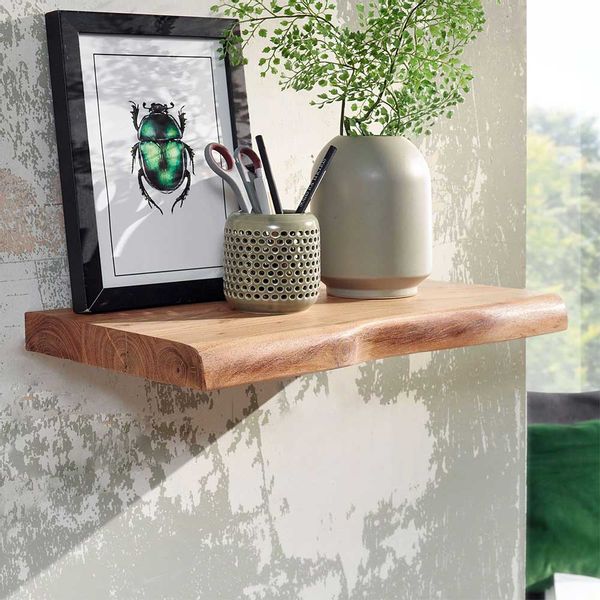 Baumkanten Wandboard aus Akazie Massivholz 26 cm tief günstig online kaufen