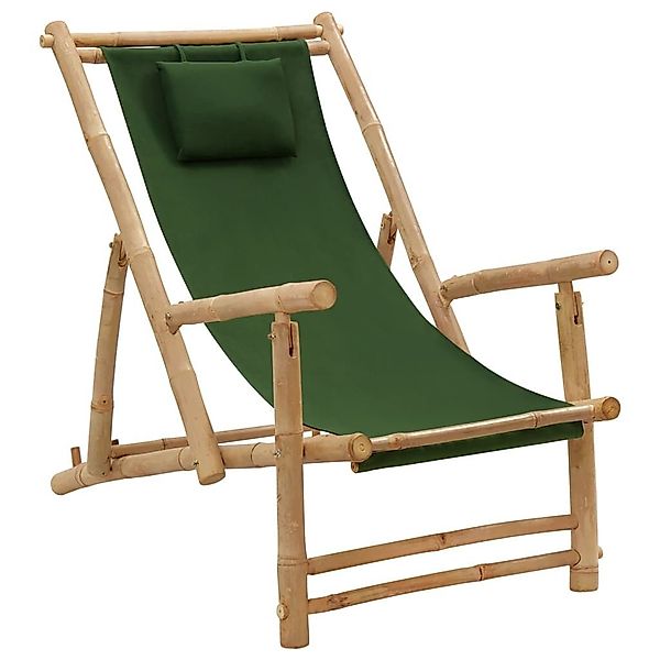 vidaXL Gartenstuhl Liegestuhl Bambus und Canvas günstig online kaufen