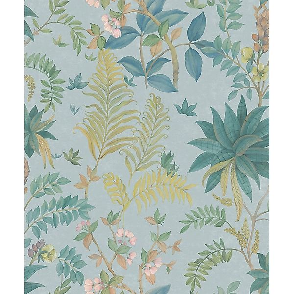 Sanders & Sanders Tapete Tropische Blätter Blau Grün Und Gelb 53 Cm X 1005 günstig online kaufen