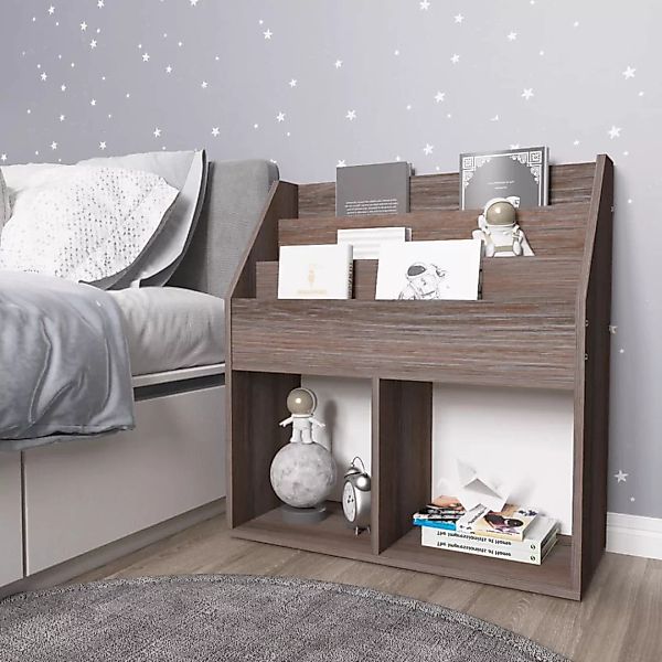 Kinder-bücherregal Grau & Sonoma-eiche 71x30x78,5 Cm Spanplatte günstig online kaufen