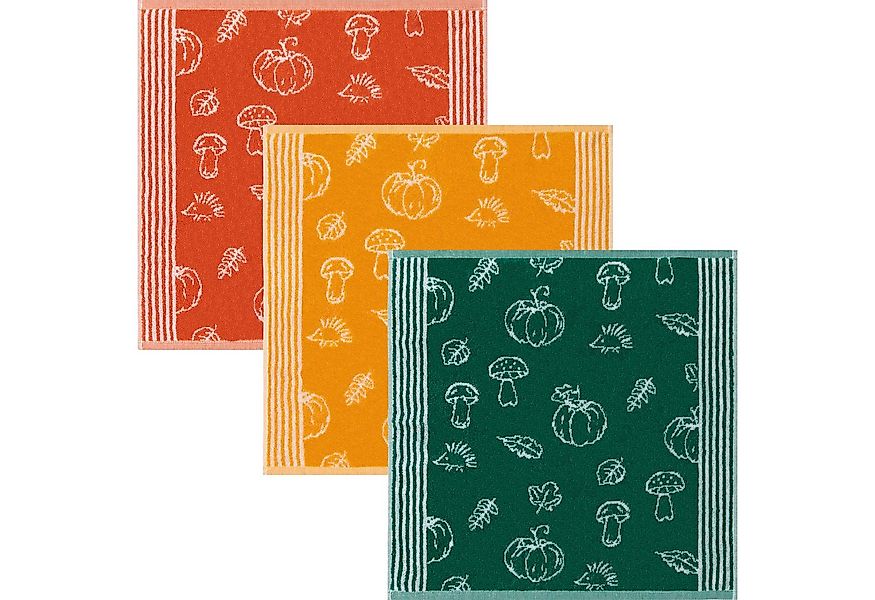 Kracht Geschirrtuch Frottier-Geschirrtuch "Herbstlich" 3er-Pack, Baumwolle günstig online kaufen