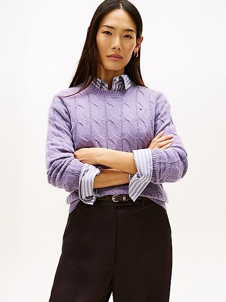 Tommy Hilfiger Strickpullover SOFT WOOL CABLE C-NK Wolle, mit Zopfmuster günstig online kaufen