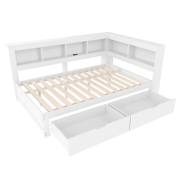 SOFTWEARY Jugendbett mit Lattenrost und Regal günstig online kaufen