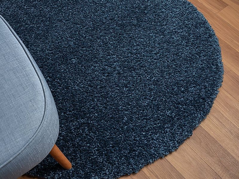 LebensWohnArt Teppich Hochflor Teppich SHAGGY dunkelblau rund diverse Größe günstig online kaufen