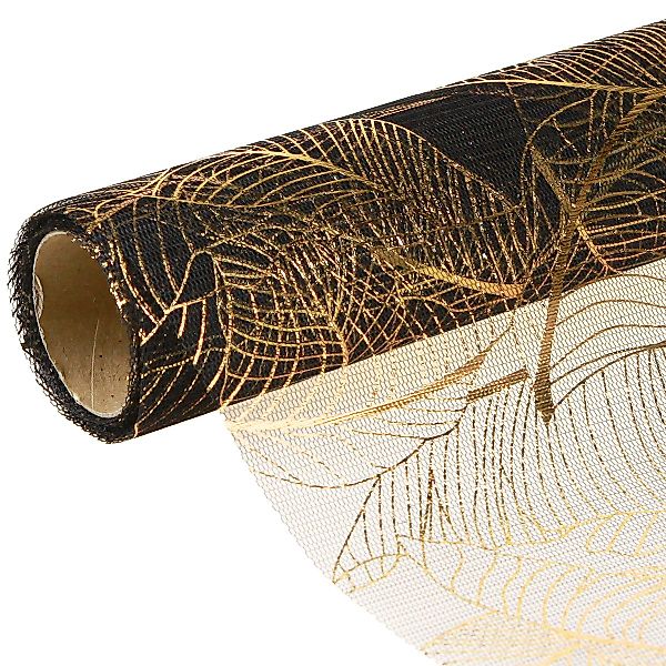 Viana Tischläufer Schwarz-Gold Organza Tischläufer mit günstig online kaufen