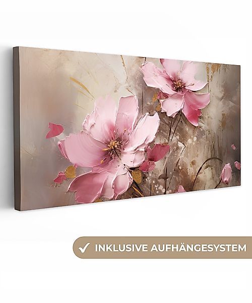 OneMillionCanvasses® Leinwandbild Panorama Blumen - Rosa günstig online kaufen