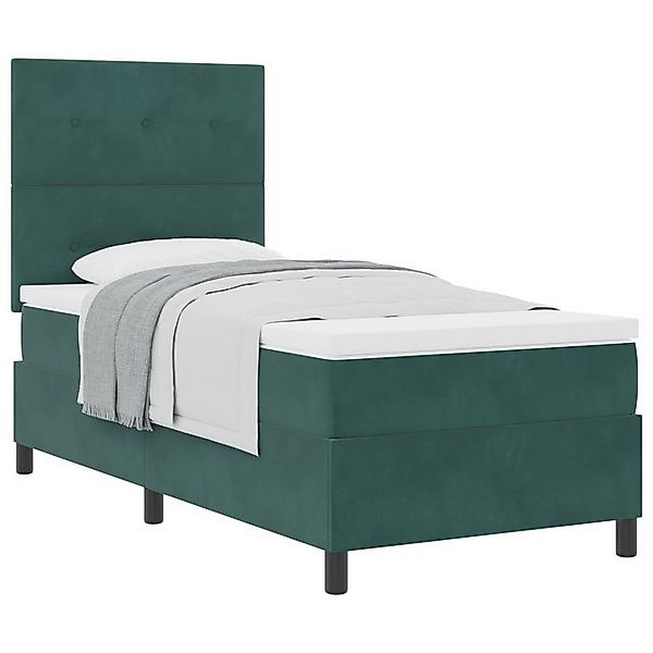 vidaXL Bett Boxspringbett mit Matratze Dunkelgrün Einzelvelours (1-tlg) günstig online kaufen