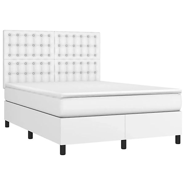 vidaXL Boxspringbett mit Matratze & LED Weiß 140x190 cm Kunstleder 3135940 günstig online kaufen