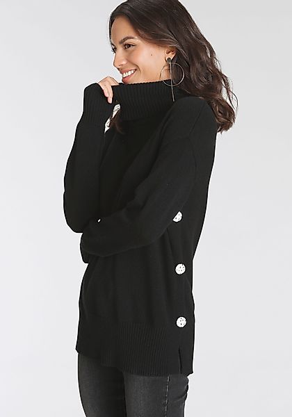 Laura Scott Rollkragenpullover mit seitlichen Knöpfen günstig online kaufen