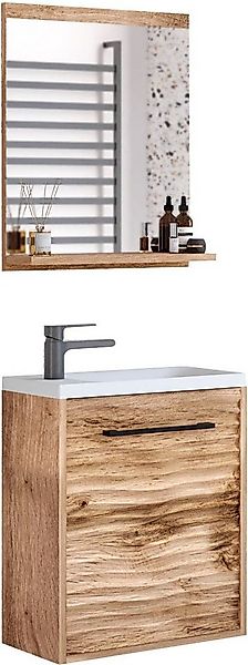 welltime Badmöbel-Set Canada, (Komplett-Set, 2-St., Fronten mit Wellenstruk günstig online kaufen