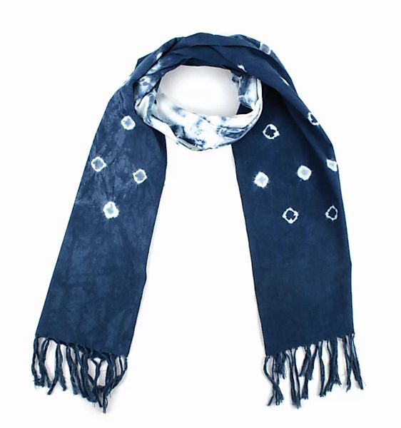 Schal "Indigo", Handgewebt Aus 100% Baumwolle Farbe: Batik, Weiß/indigoblau günstig online kaufen
