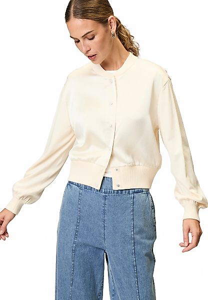 Zero Strickjacke "zero Damen Strickjacke mit Satinvorderseite", Knopfleiste günstig online kaufen