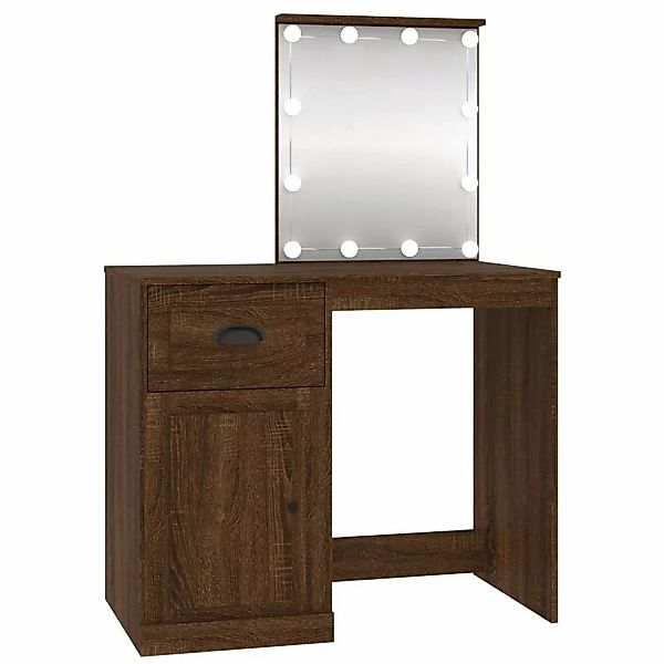 Vidaxl Schminktisch Mit Leds Braun Eiche 90x50x132,5 Cm Holzwerkstoff günstig online kaufen