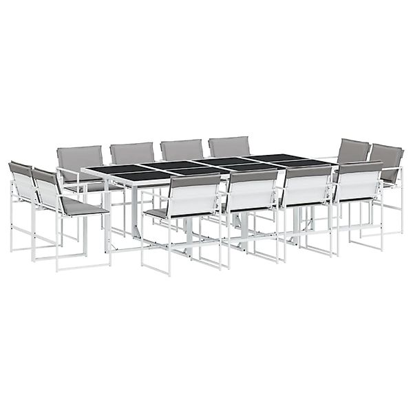vidaXL 13-Tlg Garten-Essgruppe mit Kissen Weiß Textilene 3295095 günstig online kaufen
