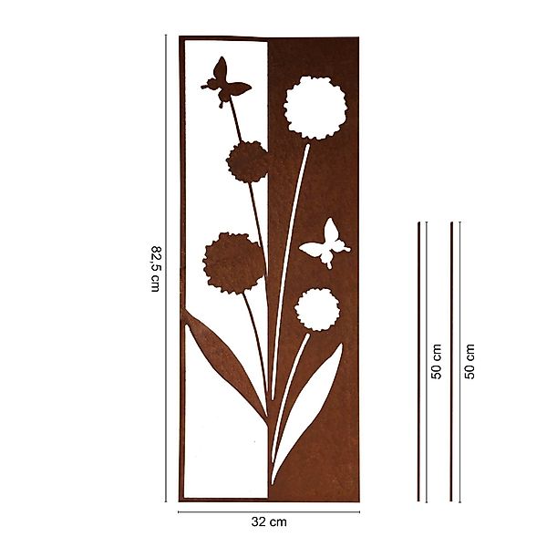 UNUS GARDEN Gartenstecker Roststecker Schild Blumen günstig online kaufen