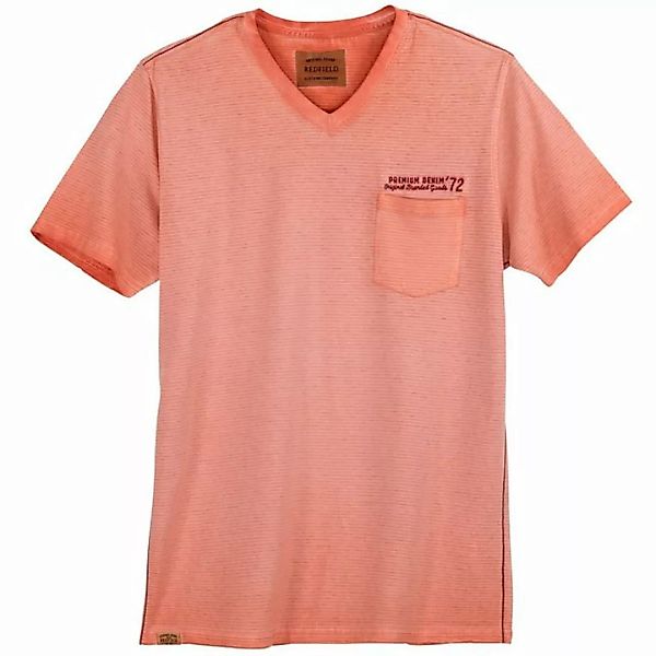 redfield Rundhalsshirt Redfield Used XXL T-Shirt V-Neck koralle geringelt günstig online kaufen