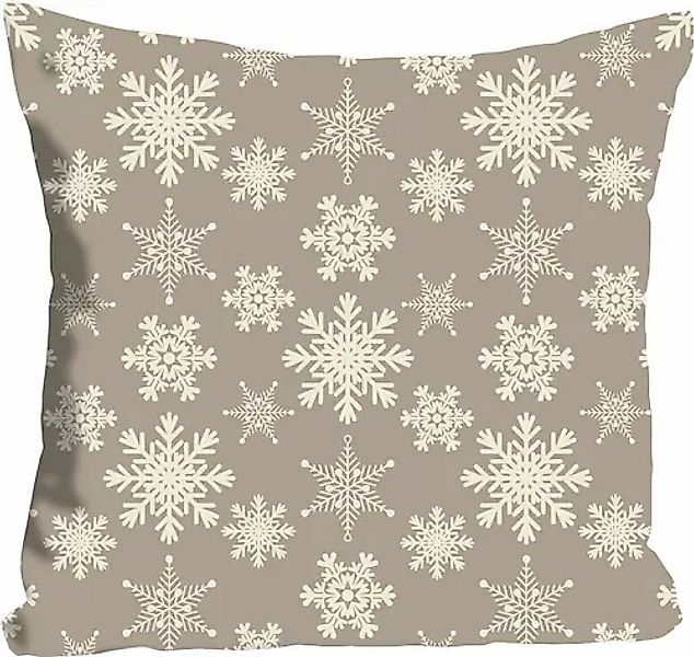 queence Dekokissen »Kai«, Kissenhülle,Schneeflocken,Beige,Winterlich,Festli günstig online kaufen