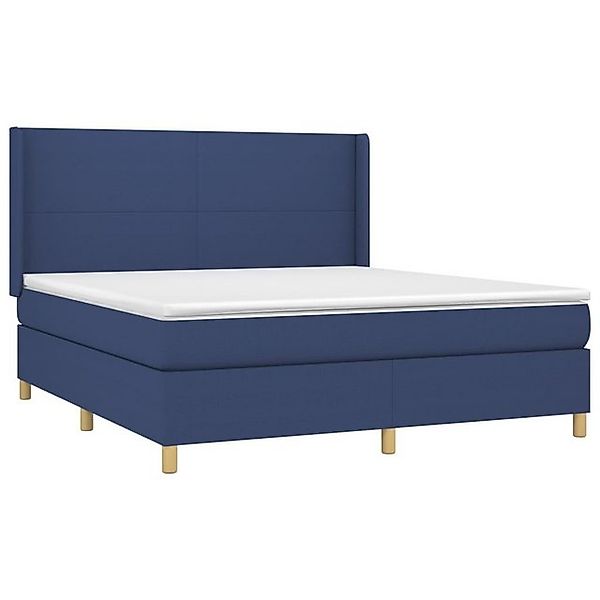 vidaXL Bett Boxspringbett mit Matratze & LED Blau 180x200 cm Stoff günstig online kaufen