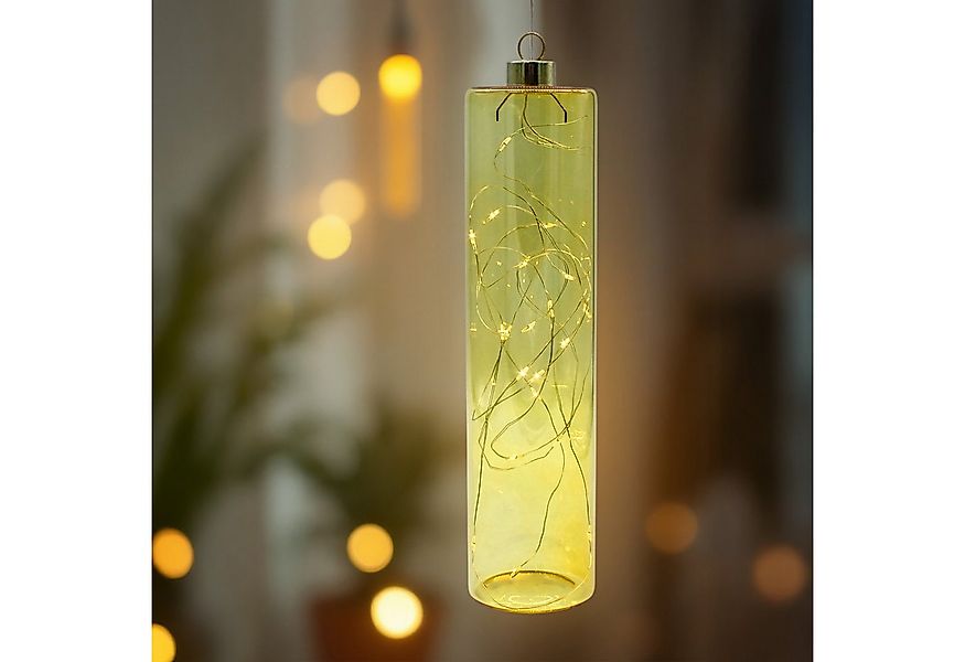 Spetebo LED Pendelleuchte Glas - 24 x 6 cm, mit Timer, LED fest integriert, günstig online kaufen