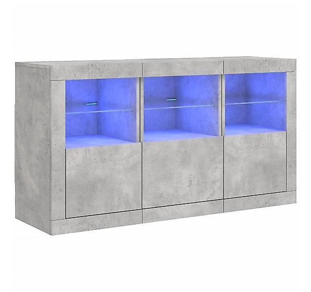 vidaXL Sideboard Sideboard mit LED-Leuchten Betongrau 123x37x67 cm (1 St) günstig online kaufen