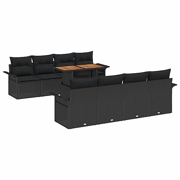 vidaXL Gartensofa-Set mit Kissen 7 Stk Schwarz Poly-Rattan 3349309 günstig online kaufen