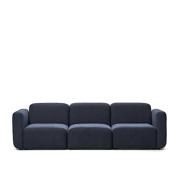 Dreisitzer Sofa modern in Dunkelblau Stoff 263 cm breit günstig online kaufen