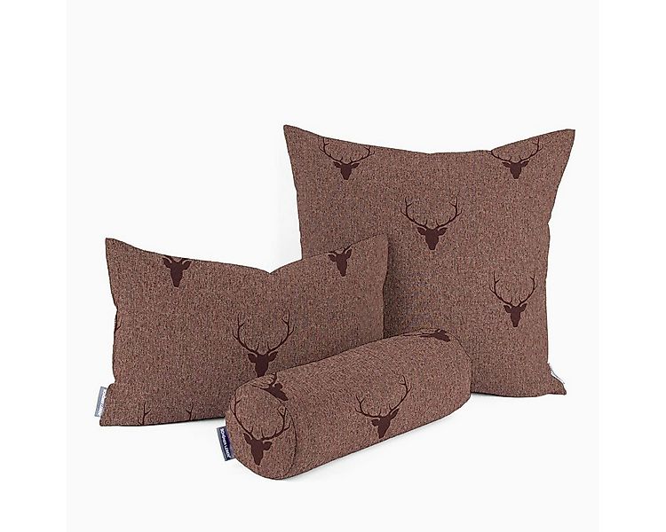 SCHÖNER LEBEN. Dekokissen SCHÖNER LEBEN. Kissenhülle Hirschkopf Geweih rotb günstig online kaufen