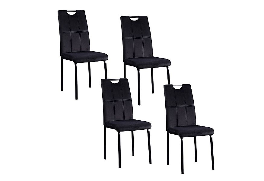 HTI-Living Polsterstuhl Esszimmerstuhl Denton Samt Schwarz 4er-Set (Set, 4 günstig online kaufen
