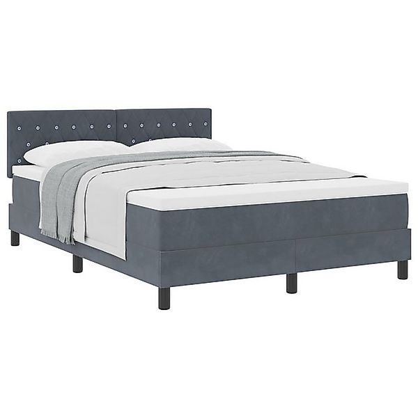 vidaXL Bett Boxspringbett mit Matratze Grau 140x190 cm Samt (1-tlg) günstig online kaufen