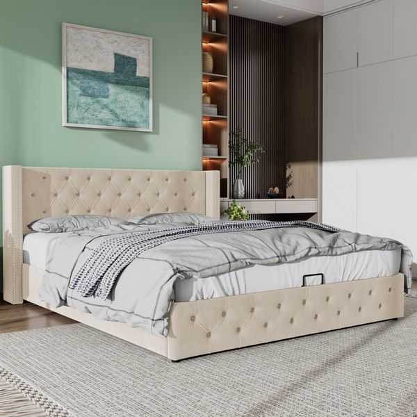 STILVORA Polsterbett Doppelbett 140×200 mit Stauraum,Hydraulisches günstig online kaufen