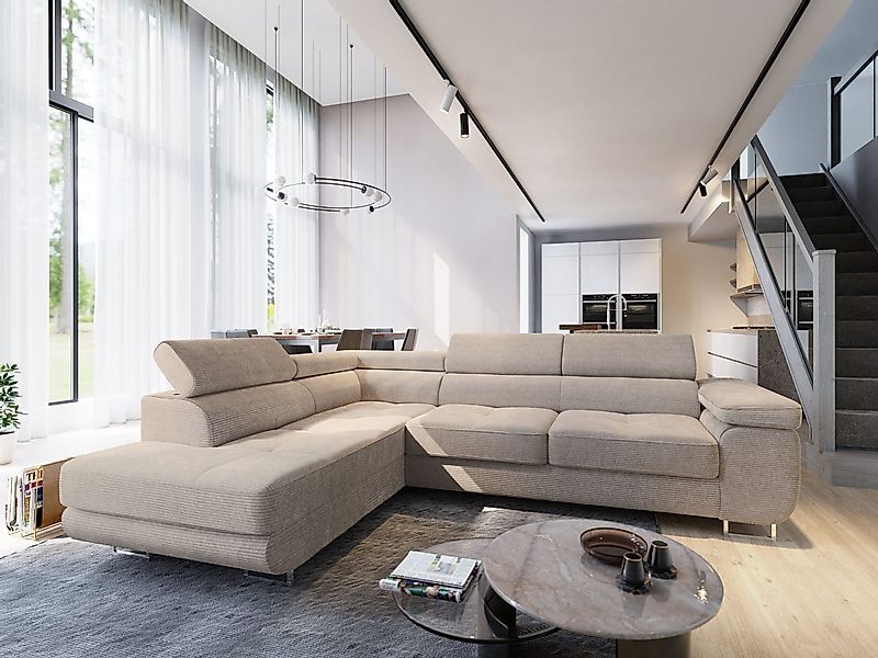 Masseno Ecksofa APIRO mit Schlaffunktion L-Form, Sofa mit Bettkasten günstig online kaufen